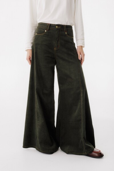 PANTALON WIDE XL CORDEROY Pre Venta Verde
