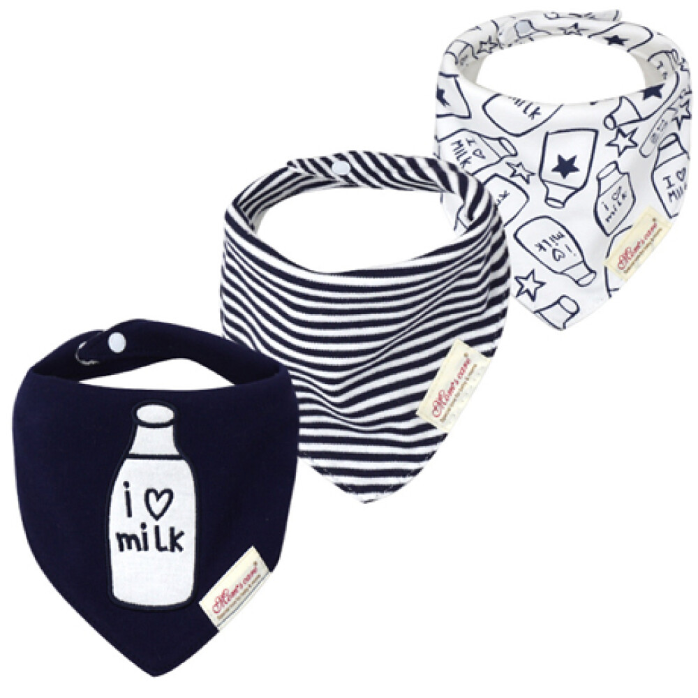 Set baberos bandana x3 milk navy
