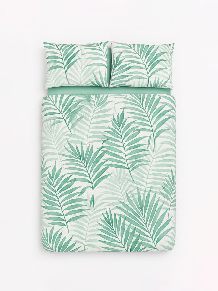 JUEGO DE SABANAS SOMMIER BOTANICO 2 PLAZAS VERDE MUSGO