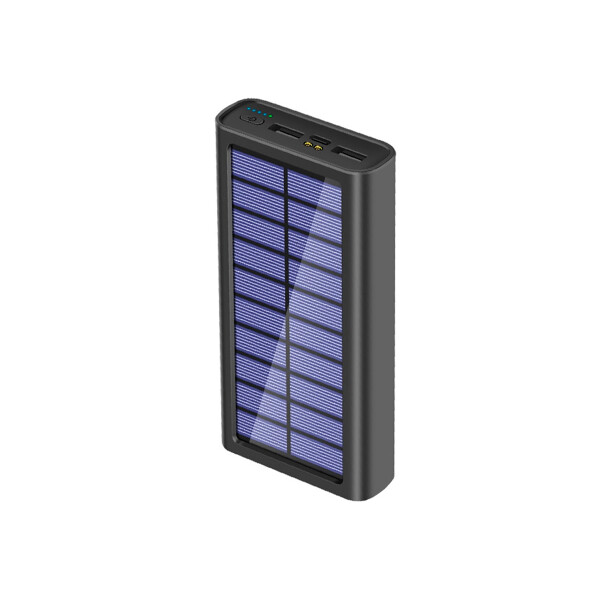 Power Bank 20000 mAh con cargador solar y linterna color negro Power Bank 20000 Mah Con Cargador Solar Y Linterna Color Negro