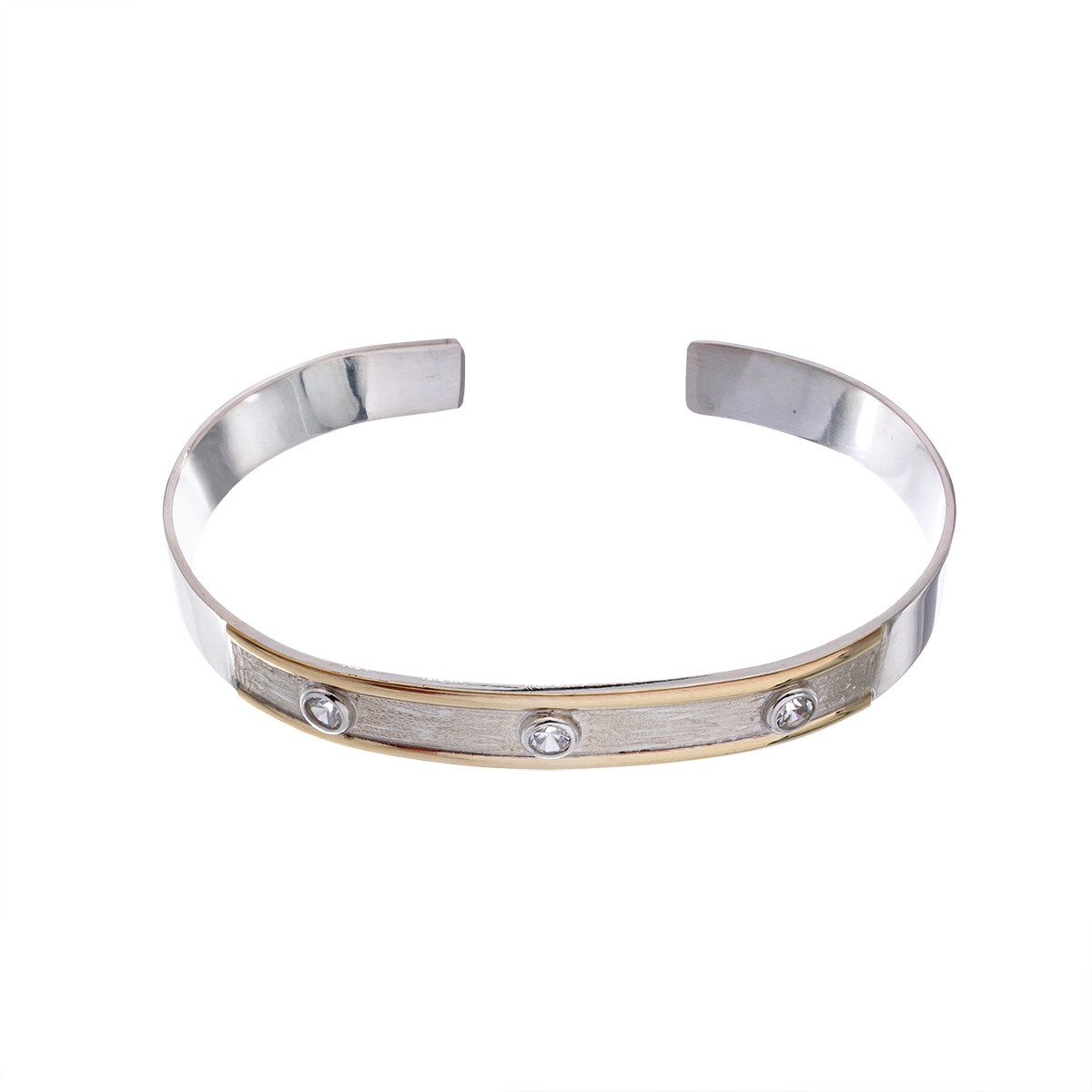 Esclava de plata 925, double en oro 18 ktes y circonias. 