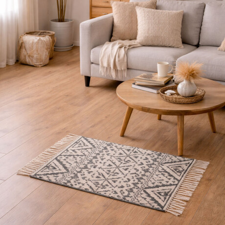 Alfombra Triángulos Tribal Decorativa Étnica Moderna Blanco