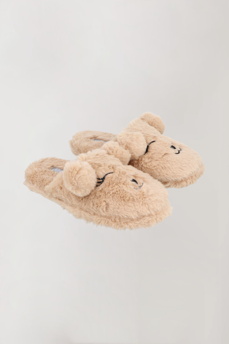 Pantufla face infantil - Beige 