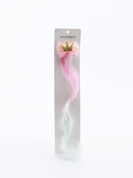BROCHE CON EXTENSIÓN DE PELO ROSADO