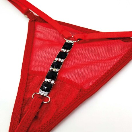 Tanga Con Strass Y Tiras Regulables Rojo