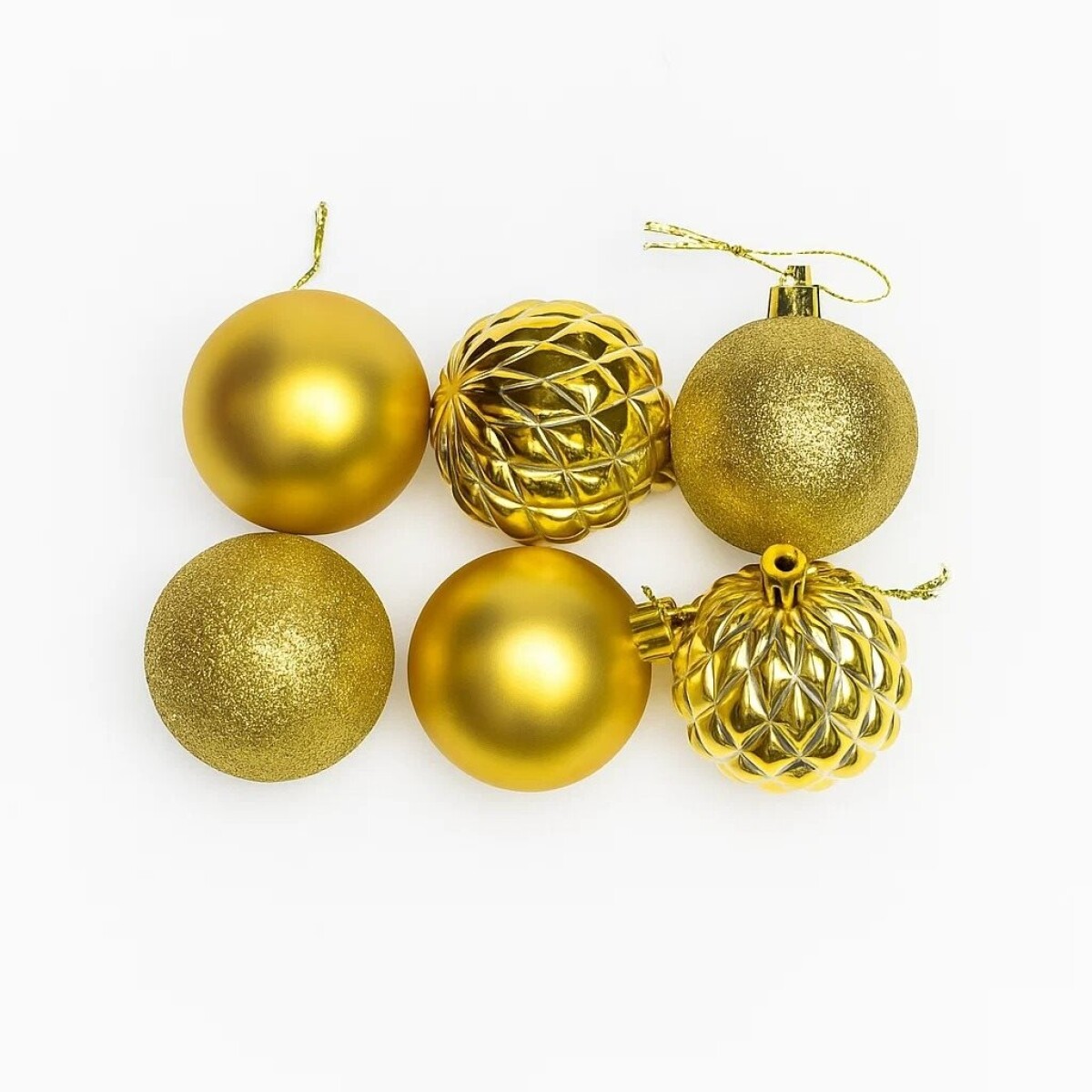 ESFERA COMBINADA RELIEVE DIAMANTE MATE 6CM X 6 UNIDADES ORO 