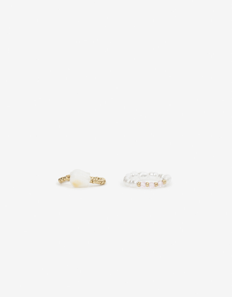 Sets Anillos Con Dijes Set De Anillos Flexibles Con Beads - Dorado