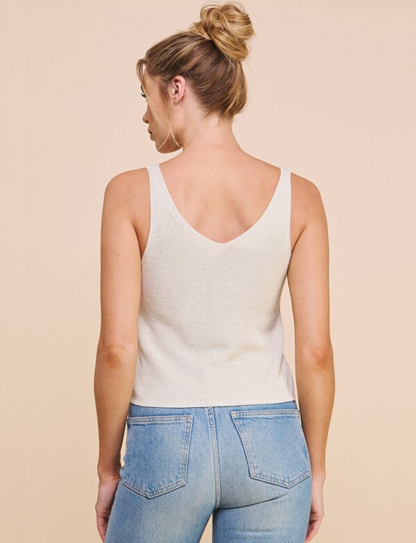 Top Tejido Lurex Escote V CRUDO