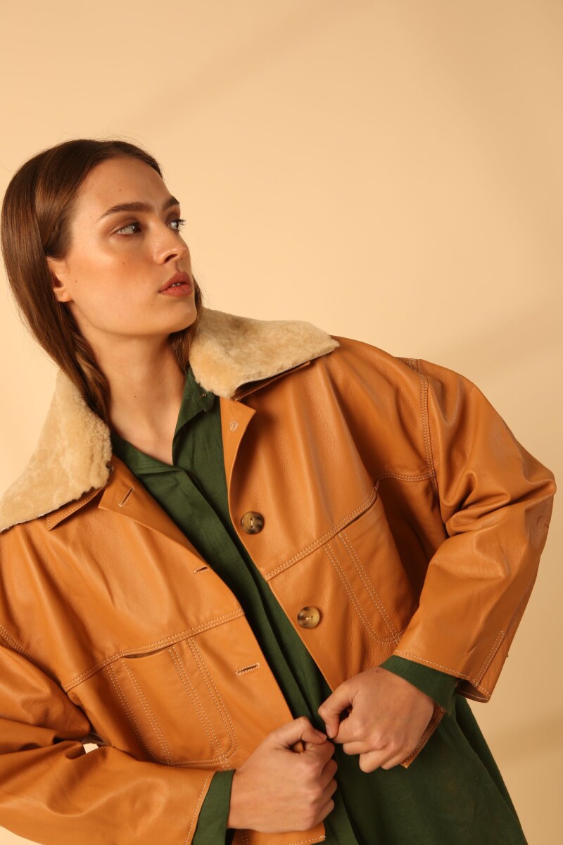 Campera Bruma Couro Dulce de leche