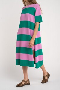 Vestido Tejido Rayado Verde