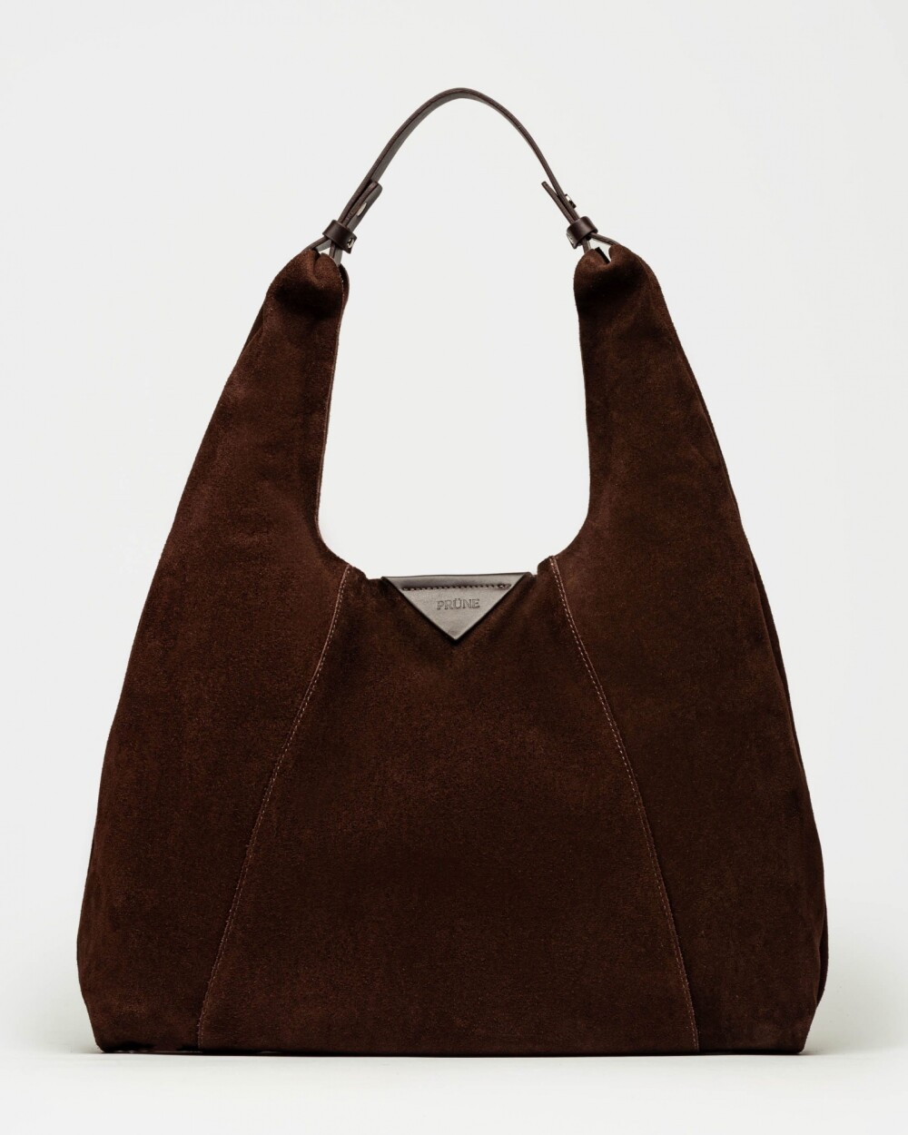 Bolso The Shopping en cuero gamuza Chocolate Niquel
