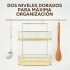Organizador de Baño Metálico P/ Colgar con 2 Niveles Estante Color Dorado