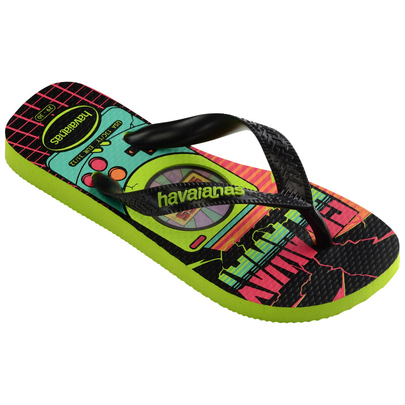 Sandalias Infantiles Havaianas Top Kids Holographic Verde - Amarillo Limón - Negro