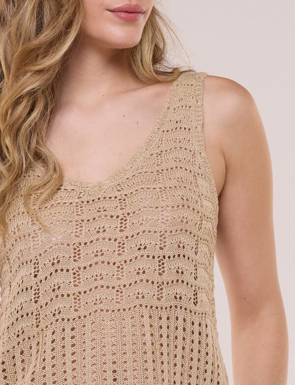 Musculosa De Hilo Calado BEIGE