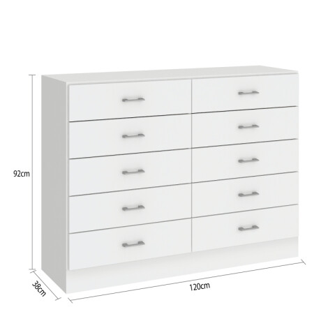 Comoda Cajonera de 10 Cajones para Dormitorio - FE - Blanco Comoda Cajonera de 10 Cajones para Dormitorio - FE - Blanco
