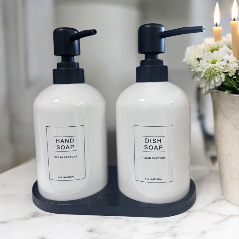 Dispensadores de Baño con Soporte Set 2 unidades Blanco