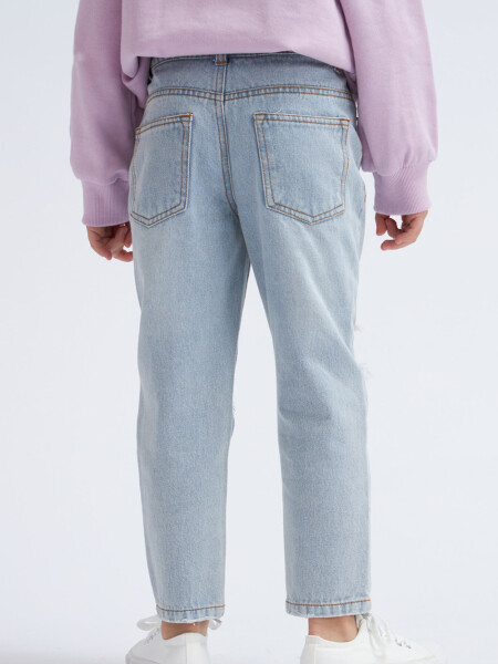 Pantalón de jean Mom Fit Roto Celeste