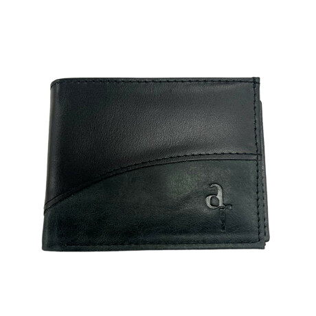 Billetera Caballero De Cuero Con doble tarjetero y solapa Negro