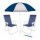 Set Sombrilla + Sillas x2 Pleg + Saca Arena Playa MOR Azul Marino/plata
