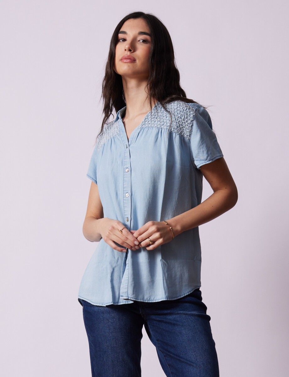 Camisa Tencel Punto Smock - Jean Claro 