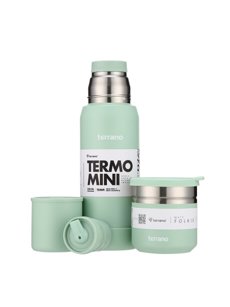 Kit Termo Mini + Mate Folkie Verde Agua