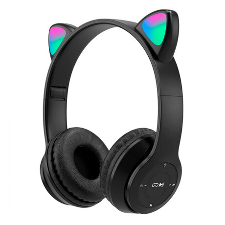 Auriculares BT Plegables Orejas Gato con Luz LED RGB Negro