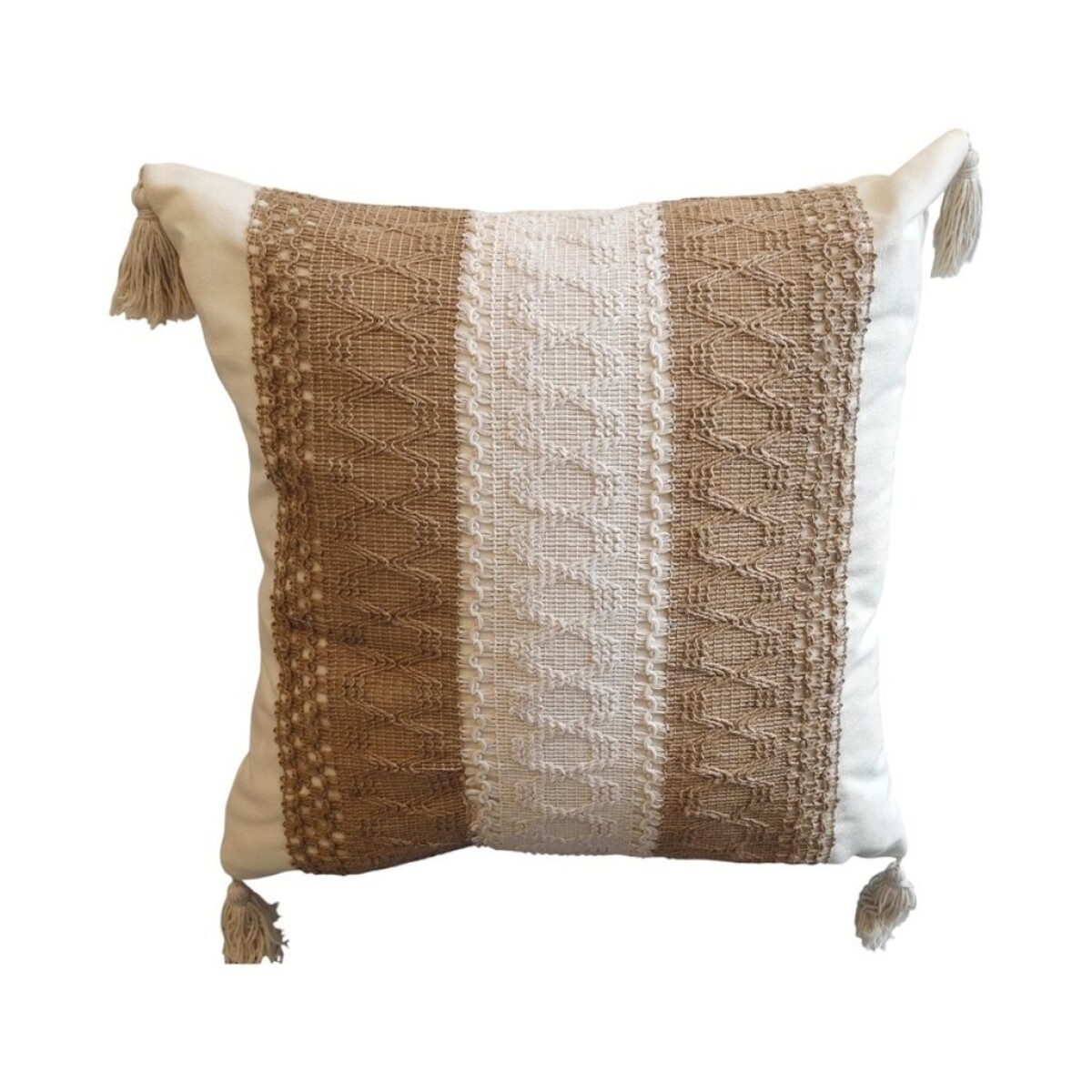 ALMOHADON CON TEJIDO 45x45CM NATURAL/BLANCO 