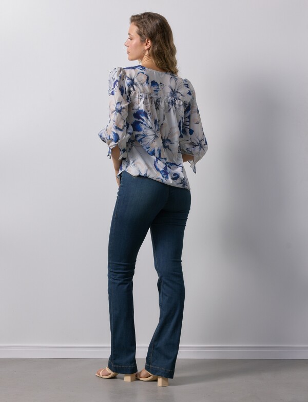 Blusa Botones BLANCO/AZUL