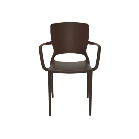 Silla respaldo cerrado c/ posabrazos marrón SOFIA TD0617