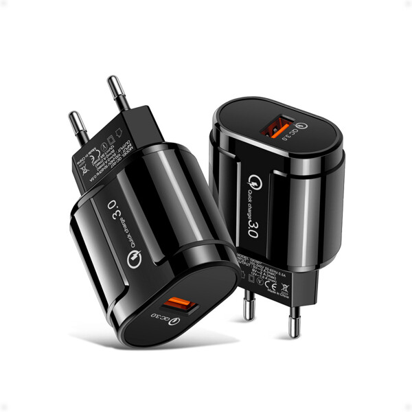 Cargador de Pared 1 Puerto USB A 18W QC 3.0 de 3 AMP Cargador de Pared 1 Puerto USB A 18W QC 3.0 de 3 AMP