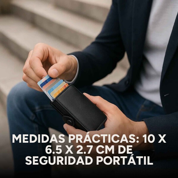 Billetera Anti Clonación Doble Tarjetero Con Rfid Metalica Color Negro