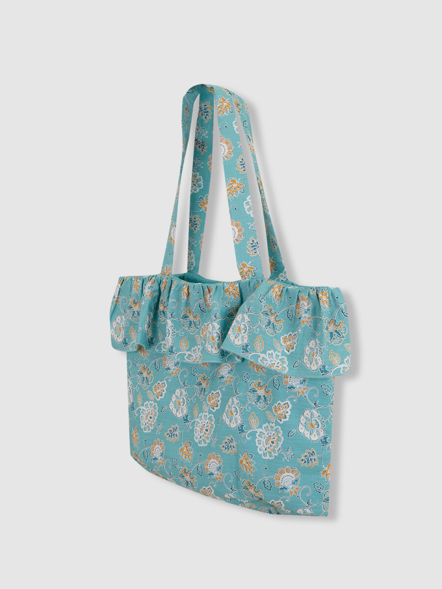Bolso De Flor Geometrica Azul Claro