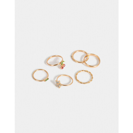 Set De Anillos De Metal Dorado