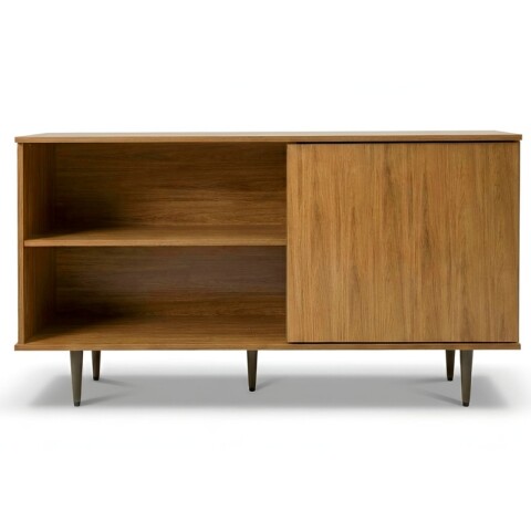 Mueble Rack de Tv PADUA de Piso con Puerta y Estantes 136 cm de Ancho - Freijo Mueble Rack de Tv PADUA de Piso con Puerta y Estantes 136 cm de Ancho - Freijo