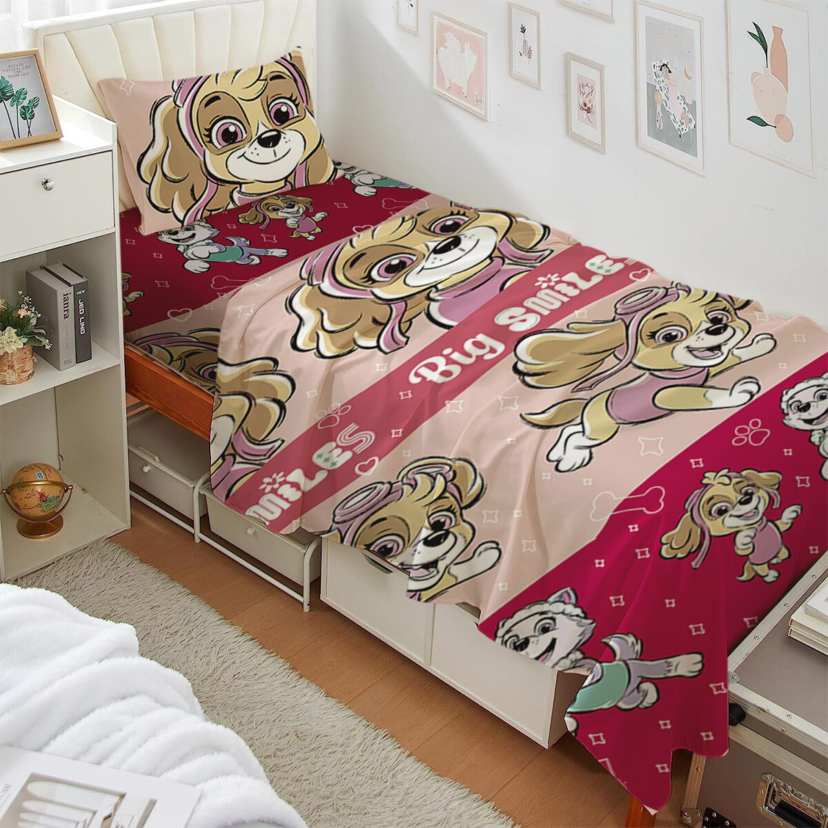 Juego Sábanas Infantil Paw Patrol Niña 1 Plaza 100% Microfibra 