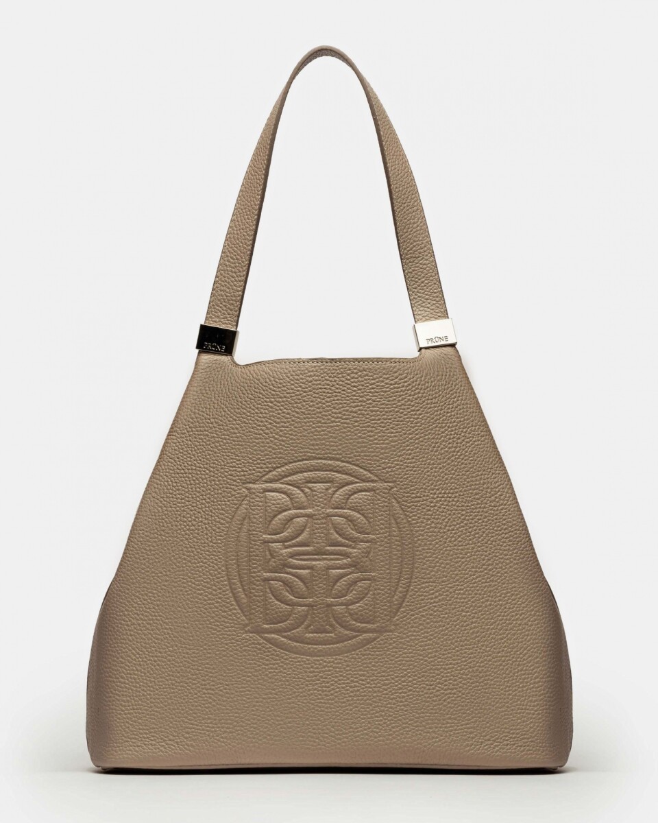 Bolso Eterial en cuero graneado - Taupe Niquel 