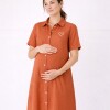 Camisa Maternal Pupa – Viscosa suave con bolsillos prácticos Terracota
