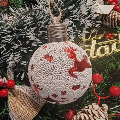 Esfera de Navidad Reno con Luz x1 Reno Rojo