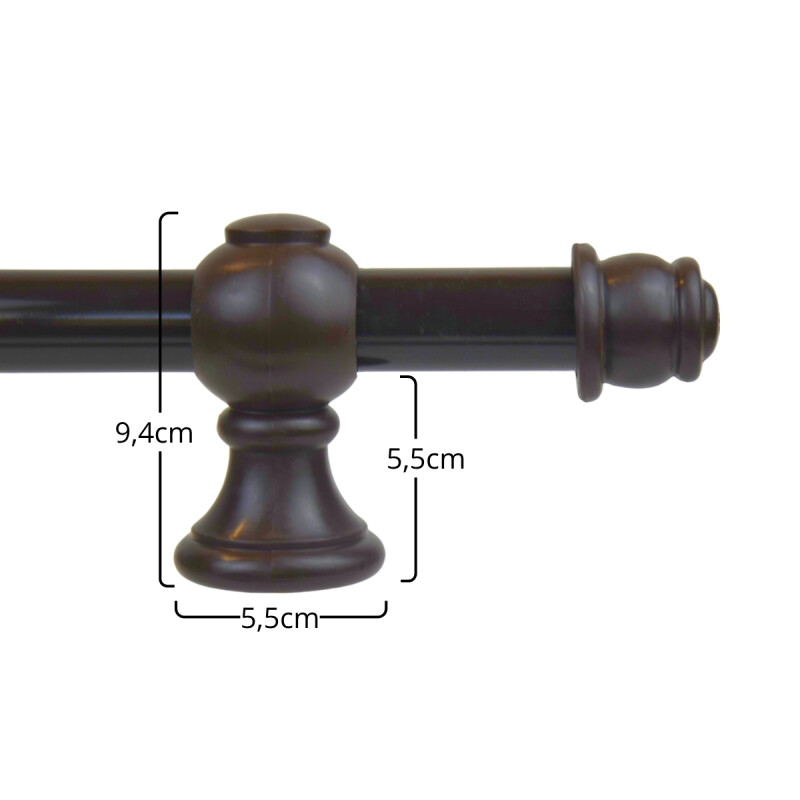 Barrote cortina de metal 1,5 m + 2 Soportes MARRON OSCURO
