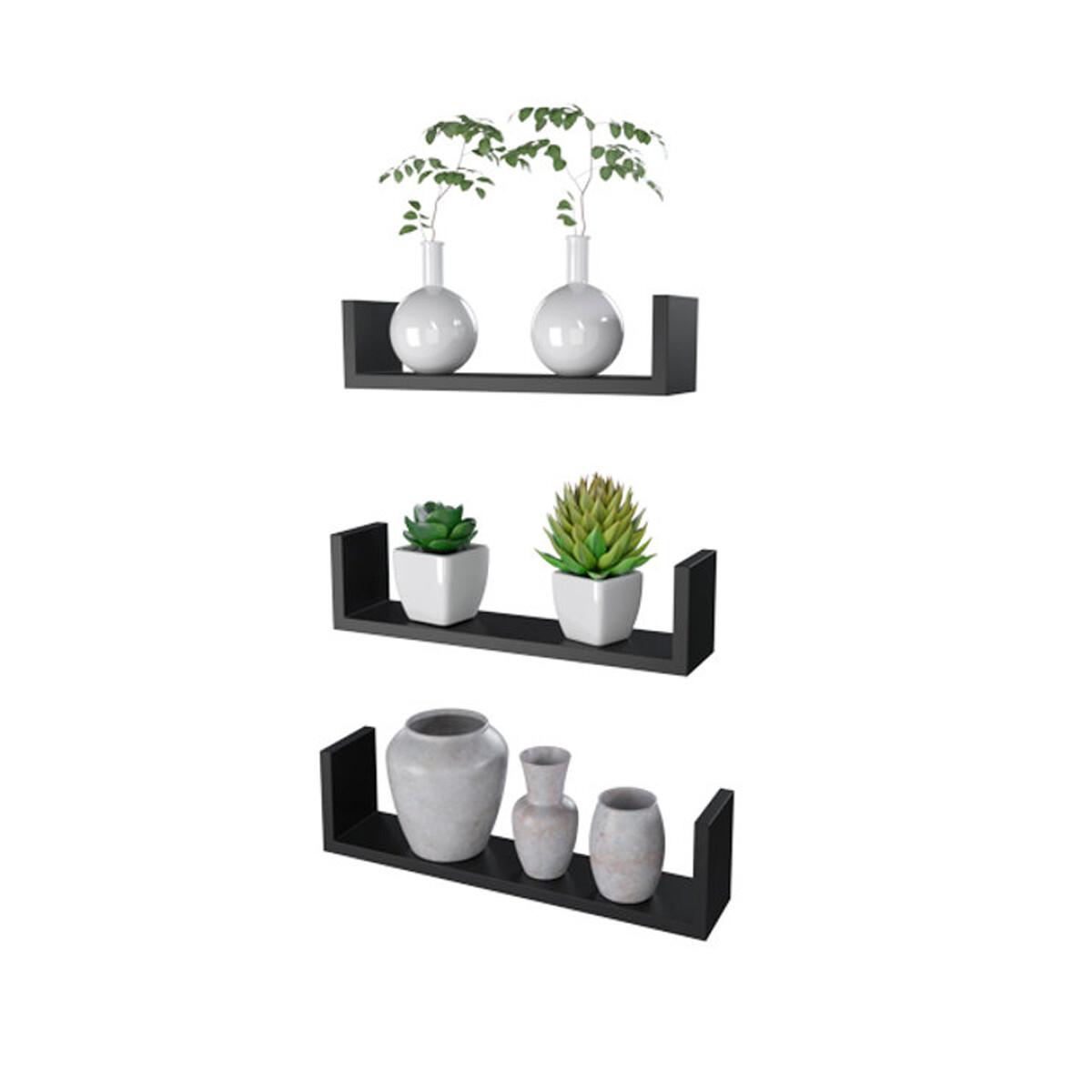 Set 3 estantes en U - NEGRO 