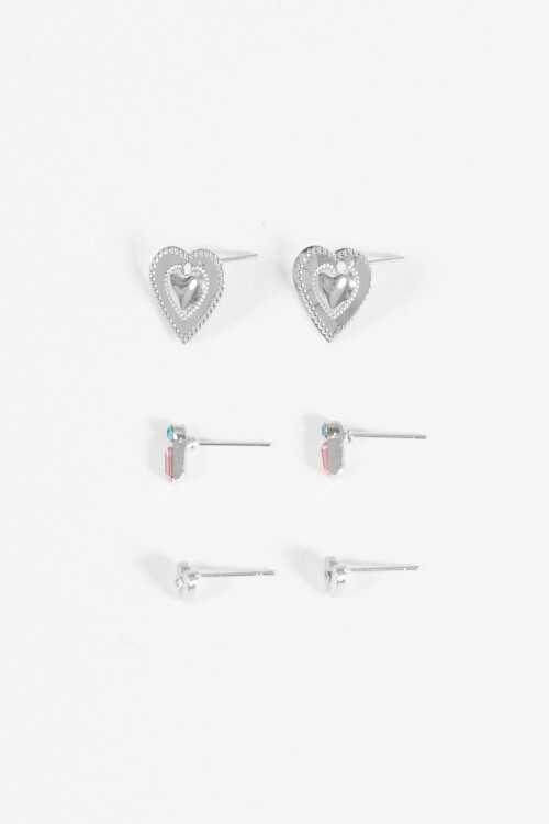 Set caravanas strass cora plateado