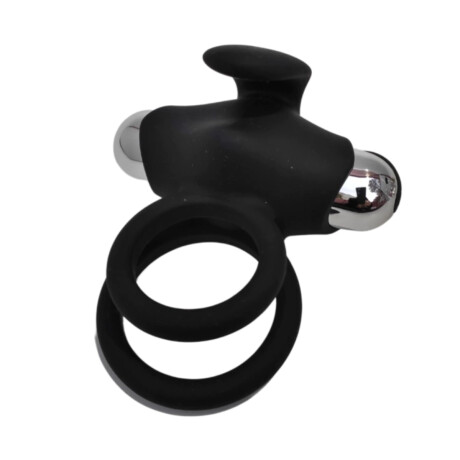 Anillo Vibrador Rabbit Doble Recargable USB Negro