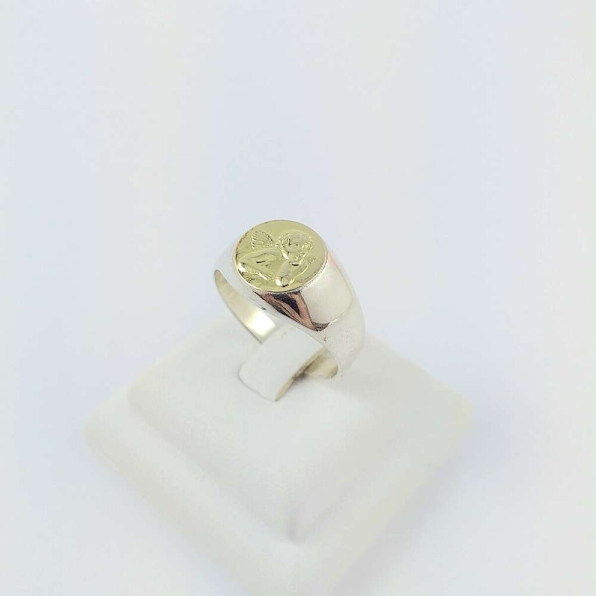 Anillo de Plata 925 con double de Oro 18 ktes - Ángel de la Guarda 