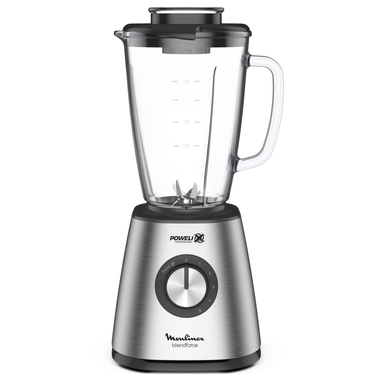 Licuadora Moulinex De Acero Inox, Con Jarra Vidrio, 5 velocidades, 800w, Color Plateado 