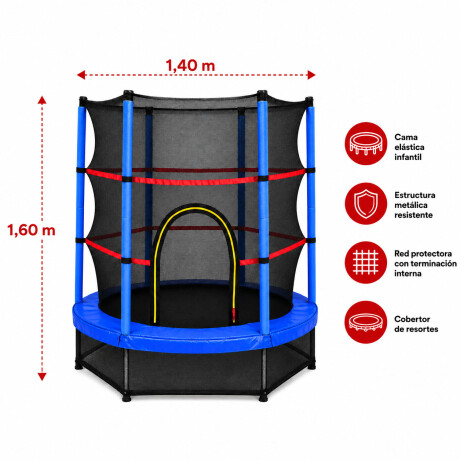 Trampolin Cama Elastica 1.40 Mts Con Red Proteccion Azul Eléctrico