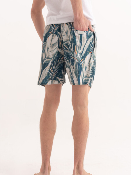 Short de baño estampado Tropical Verde