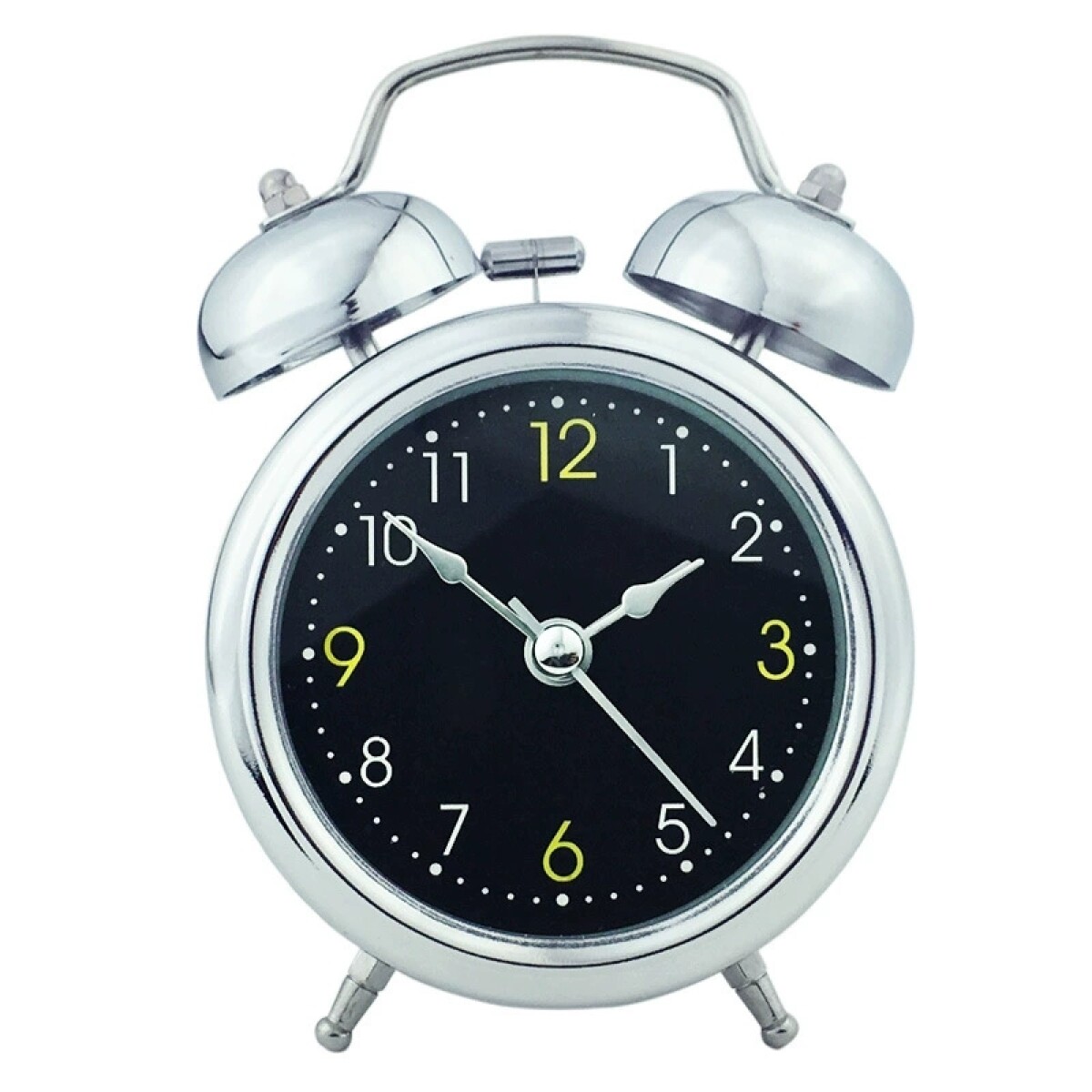 Reloj Despertador Clásico grande - Plateado Y Negro 