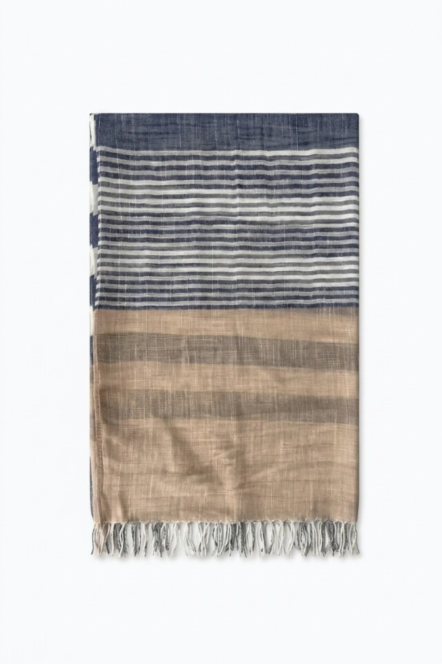 Pashmina rayada cobalto