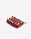 Billetera Zip Round Billetera Con Tachas - Rojo Burdeaux