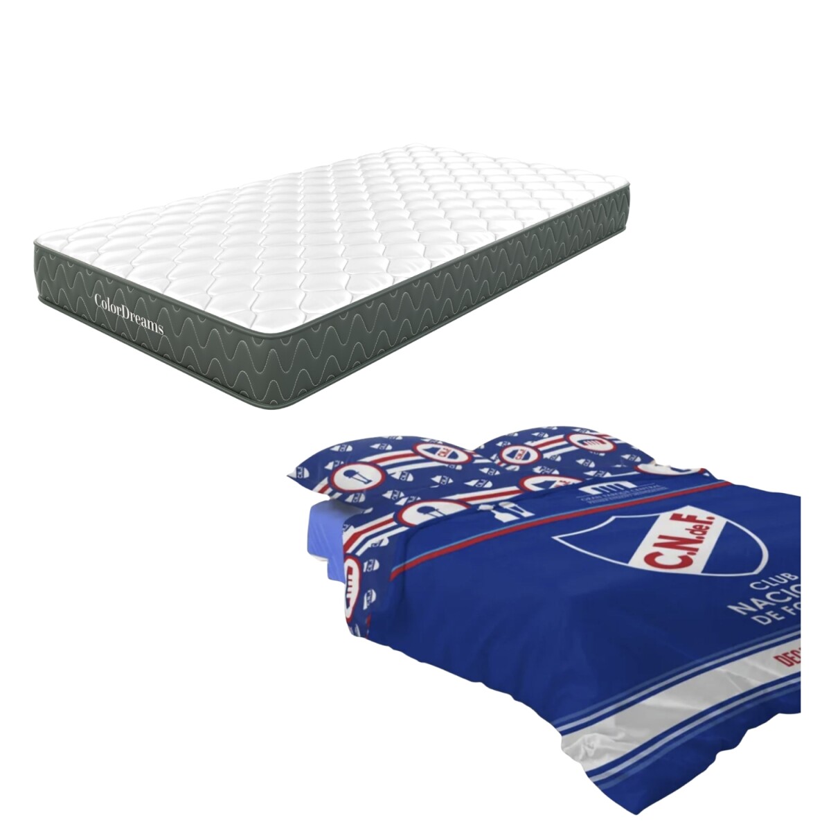 Combo Dormitorio Colchón 1 Plaza + Sábanas Nacionales 